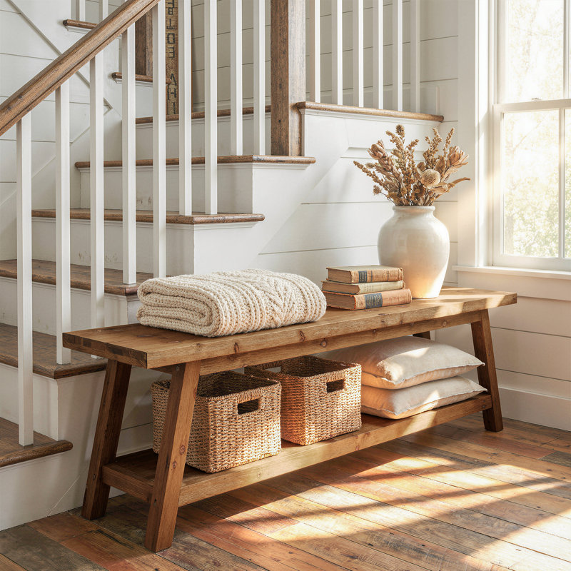 Solid Wood Storage Bench