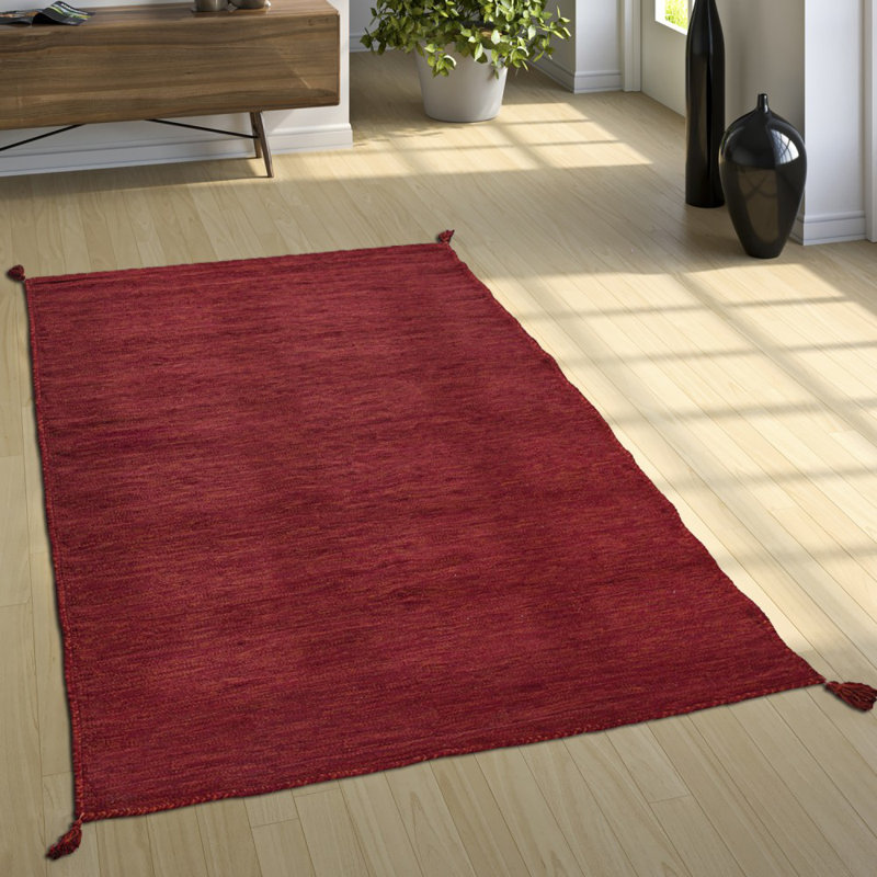 Colyt Solid Colour Cotton Hand Woven Area Rug, Rectangular 60 x 110cm
