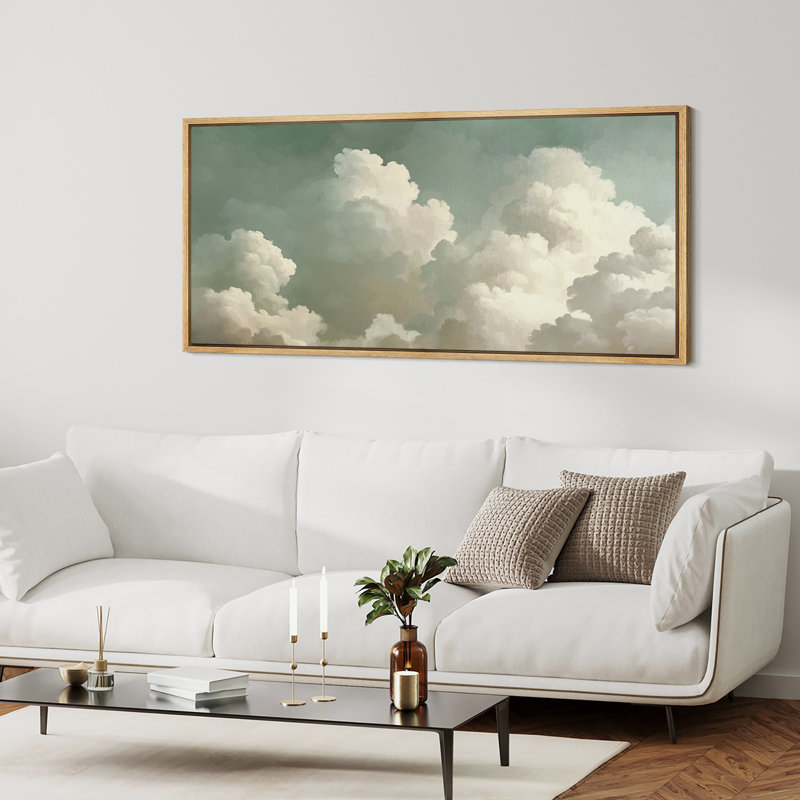 «Relaxing Calm Green Clouds», impression sur toile encadrée surdimensionnée, Naturel, H 30 po x l 60 po