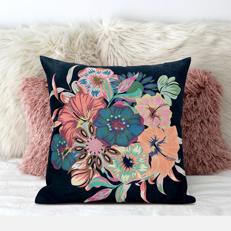 Housse et insert de coussin décoratif en polyester , 18 po x 18 po, Pêche / vert