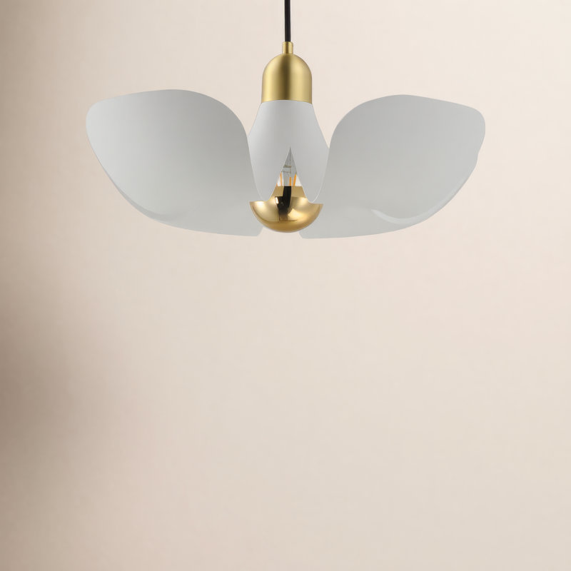 Luminaire suspendu 1 lumière Miruna, Laiton satiné / blanc