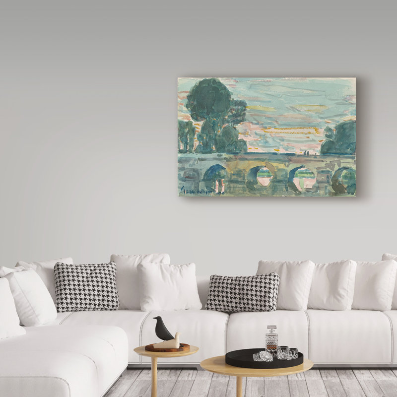 «The Bridge at Grez», reproduction de peinture à l'huile sur toile tendue, H 16 po x l 24 po x P 2 po
