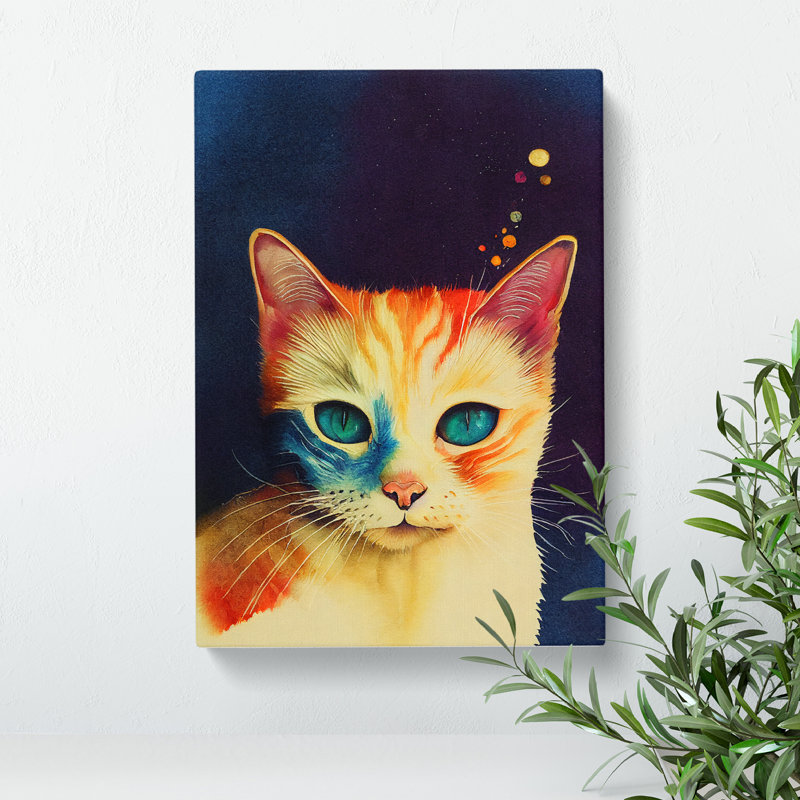 Cat In Watercolour No.3 - Wrapped Canvas, 76cm H x 50cm W x 3cm D