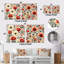 Ensemble de 2 motifs carrés rouges et beiges à motif floral rétro-102683732