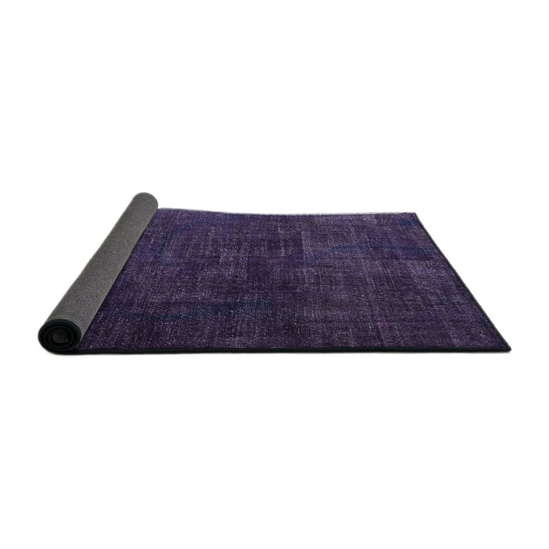 Tapis mauve foncé traditionnel, Rond 3 pi