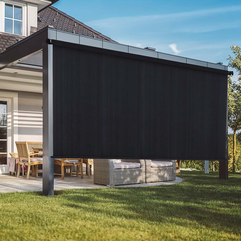 Rideau roulant d'extérieur, stores pare-soleil pour la terrasse, protection UV, L 96 po x L 96 po, Noir
