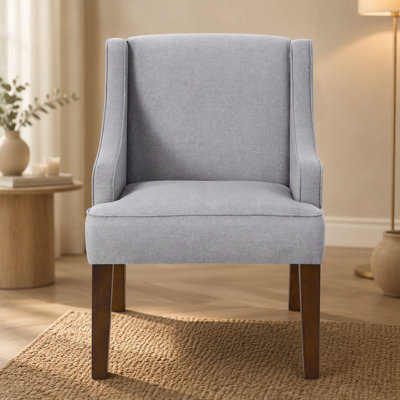 Mid Century Modern Accent Chair,Upholstered Fabric Armchair with Solid Wood Legs,Lounge Reading Chair for Living Room,Bedroom,Office-GRAY