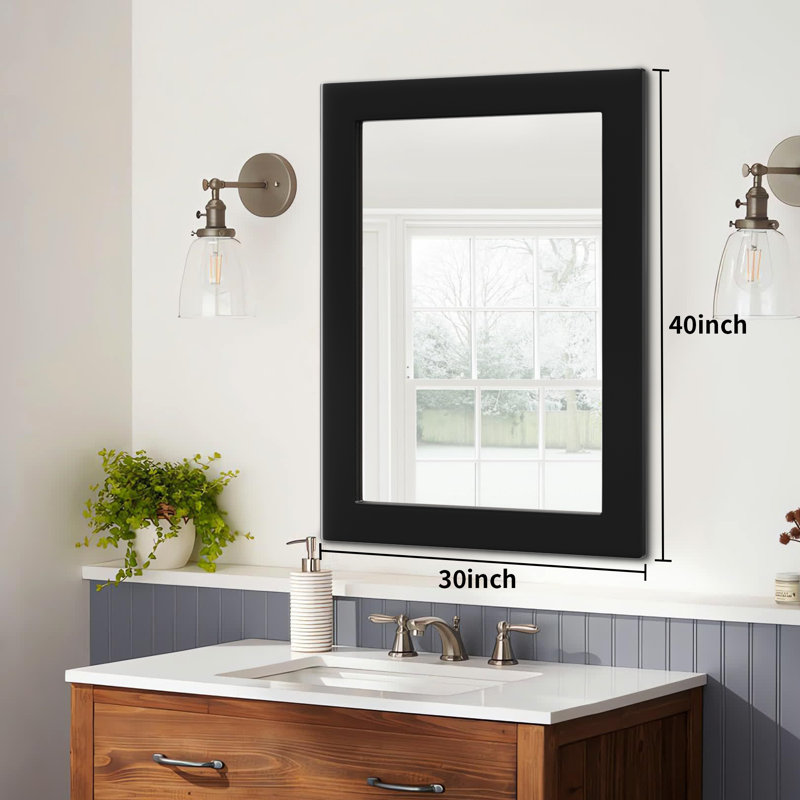Miroir en bois, 40 po x 30 po, Noir, noir, noir, noir