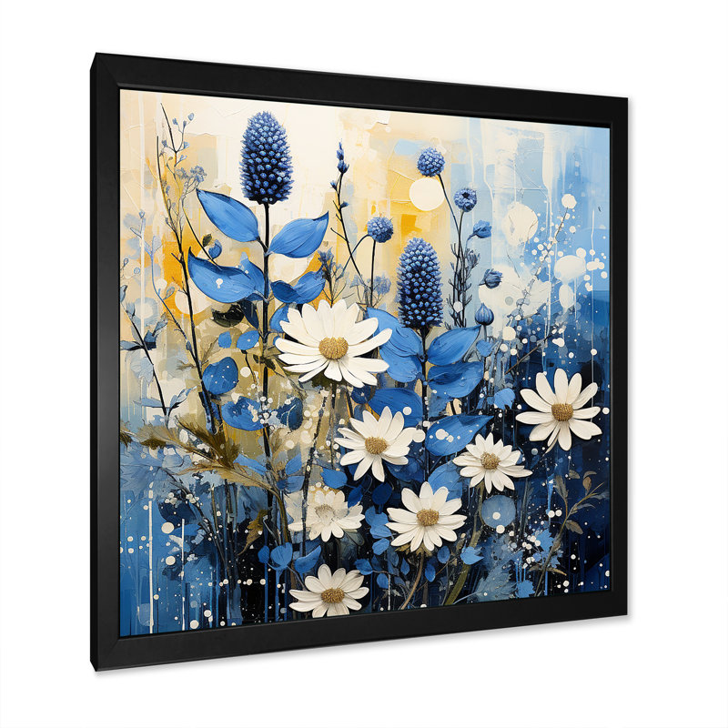 «Blue Bonnets White Flowers I», reproduction sur toile, Noir, H 30 po x l 30 po x P 1 po