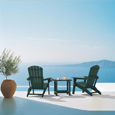 Chaise pliante Adirondack, testée par la GV, bois texturé avec porte-gobelet, ensemble confortable en PEHD résistant à toutes les températures