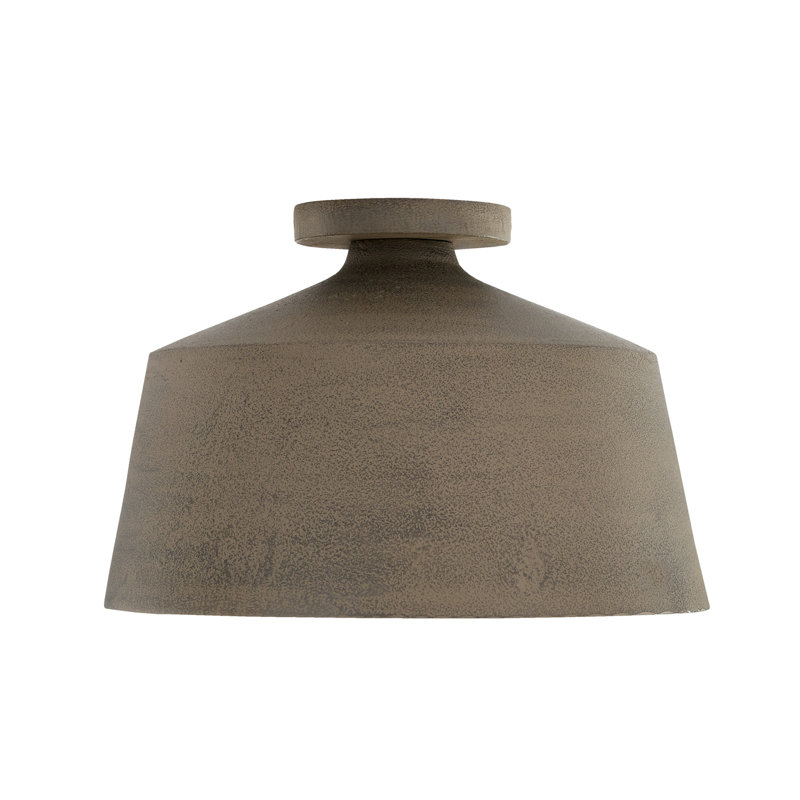 14"W x 9"H Quarry 1-Light Tapered Metal Semi Flush, Clay