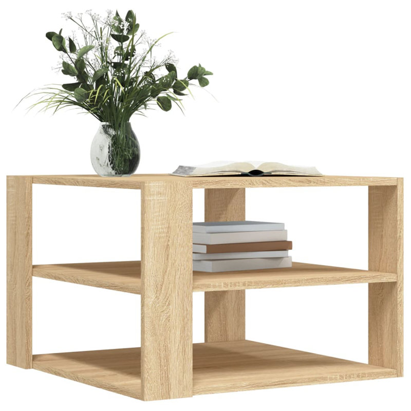 Azrielle Floor Shelf Coffee Table with Storage, Sonoma Oak, 40cm H x 59.5cm W x 59.5cm D