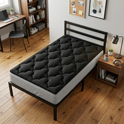 Surmatelas simple en coton noir 2 po