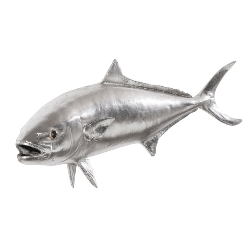 Yellow Tailed King Fish Wall Sculpture, Silver