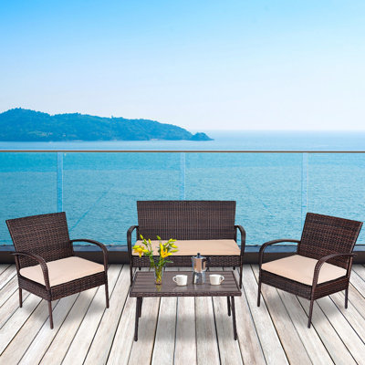 4 - Person Patio Conversation Set with Cushions