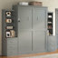 Grand lit escamotable avec tablettes de rangement et tiroirs-129423558