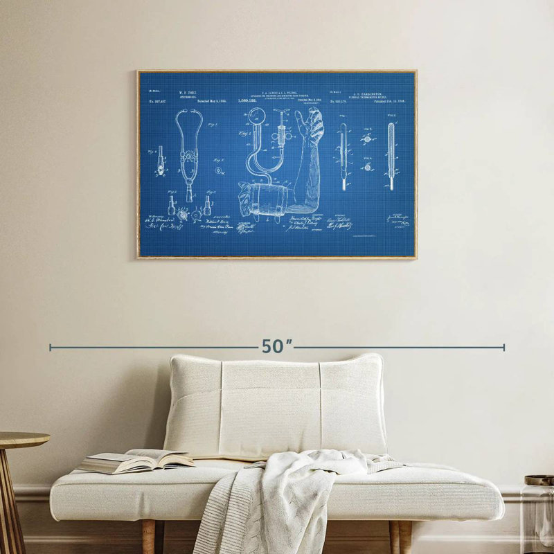 Matériel médical brevet bleu, Cadre flottant en bois naturel, 37 po x 25 po