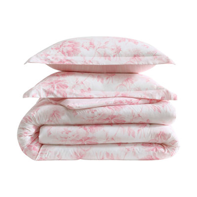 Laura Ashley Anja Textured Toile Cotton Pink Comforter Set