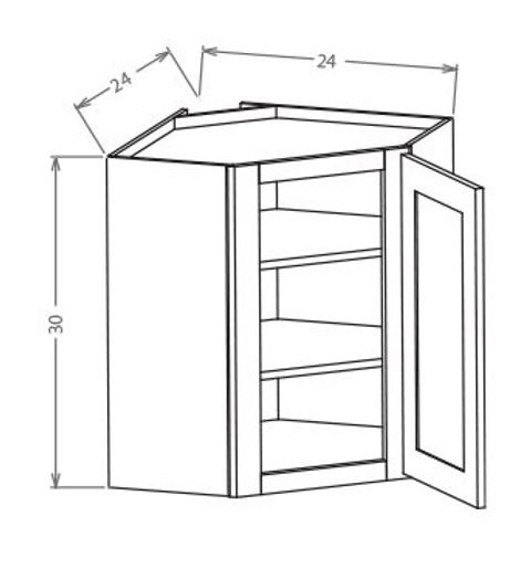 Armoire de cuisine murale blanche en coin prête à assembler en diagonale H 30 po x l 24 po x P 12 po
