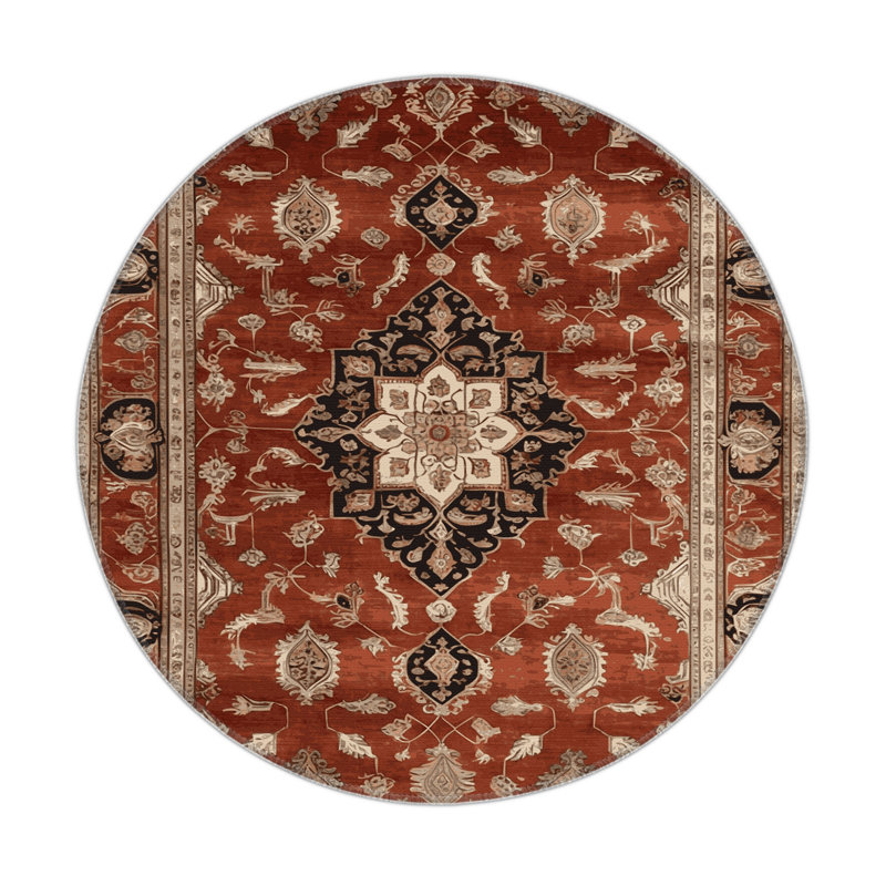 Tapis turc intérieur et extérieur brun, Rond 5 pi