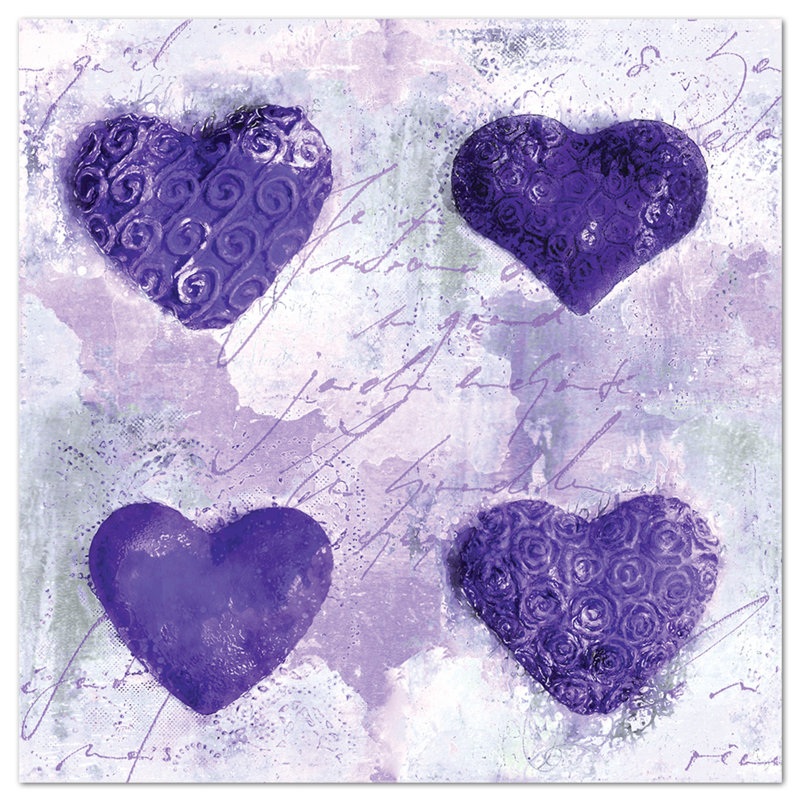 Purple Hearts Master by Andrea Haase - No Frame Painting on Plastic / Acrylic, 65cm H x 65cm W