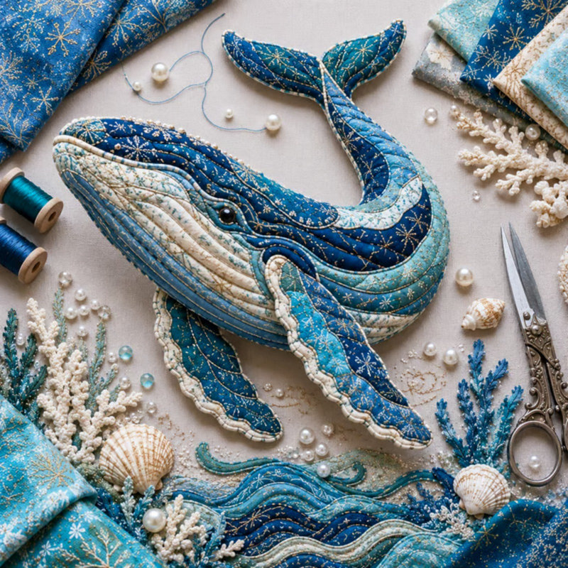 Trousse de loisirs créatifs à faire soi-même : vigne de feuilles d'érable artificielles pour l'automne, patchwork océan, tissu multicouche de qualité, couture matelassée, ensemble de couture fait main, décoration nautique, cadeau artistique pour adultes et amateurs de loisirs créatifs.