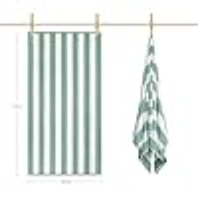 Cotton Oversized Beach Towel - Large 70 X 35 Inch Pool Towel, Striped Quick Dry Swimming Cabana Towel