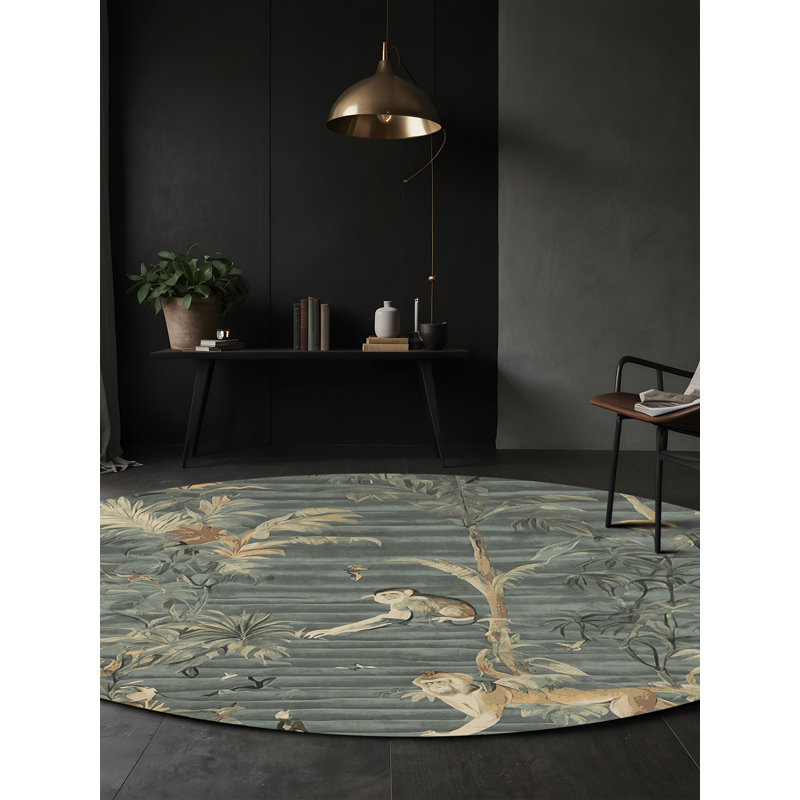 Tapis brun soyeux et moelleux, Rond 3 pi