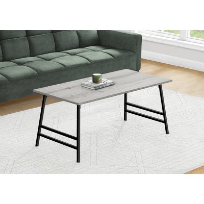 Table basse, accent, cocktail, rectangulaire, stratifié gris, métal noir