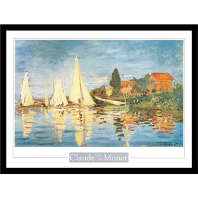 «Regata Ad Argenteuil» par Claude Monet, reproduction d'art sur papier encadrée