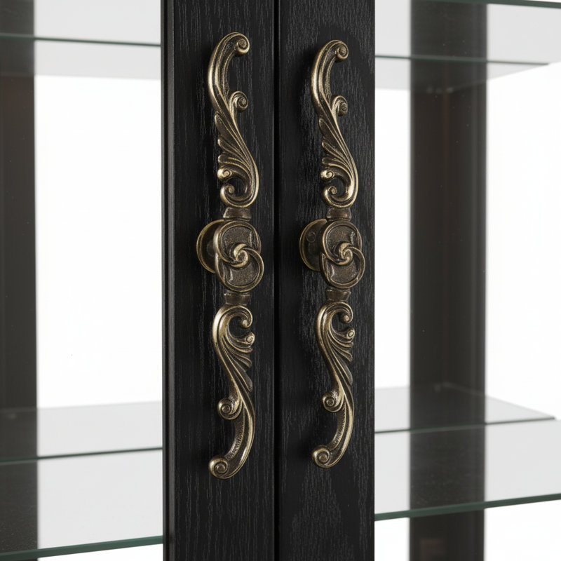 Vitrine lumineuse en bois / verre H 71 po, Noir
