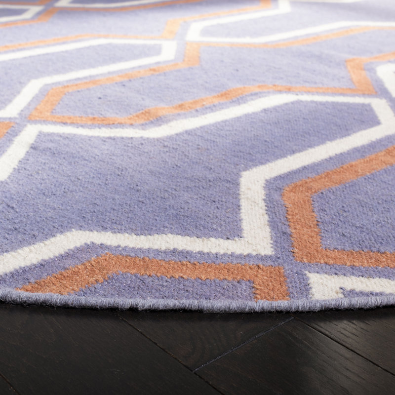 Rodgers Hand Woven Flat Weave Wool/Cotton Geometric Rug in Purple/Orange, Rectangle 8' x 10'