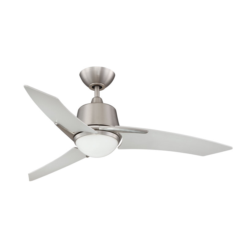 Ventilateur de plafond standard à DEL à 3 pales 44 po avec ensemble d'éclairage inclus Kyree, Nickel satiné