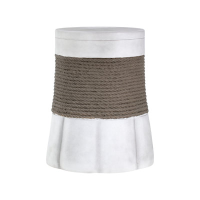 Light Gray & Brown Retro Woven Rope & Fan-Base MGO Side Table