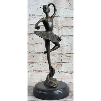 Teagin Ballerina Ballet Dancer Girl Bronze Sculpture Figurative Art Signed Original On Marble Base