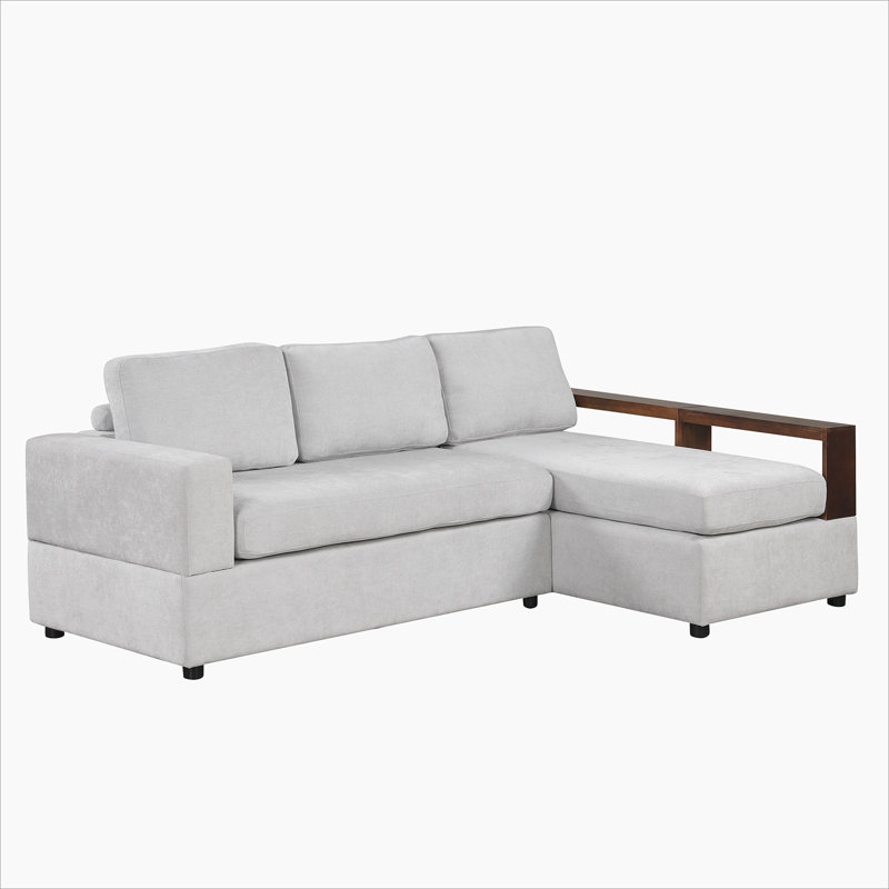 Magnus 87.4" Chenille Upholstered Sectional Sofa With Reversible Armrests, Gray Chenille