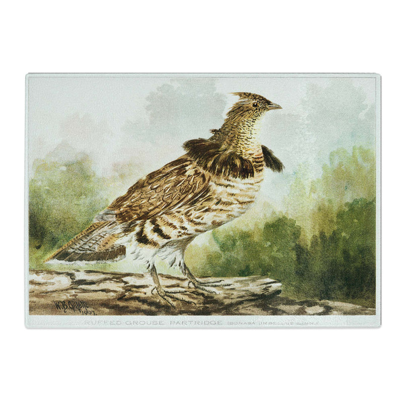Tempered Glass Ruffed Grouse Partridge by W.B. Gillette Chopping Board, 39 cm x 28.5 cm