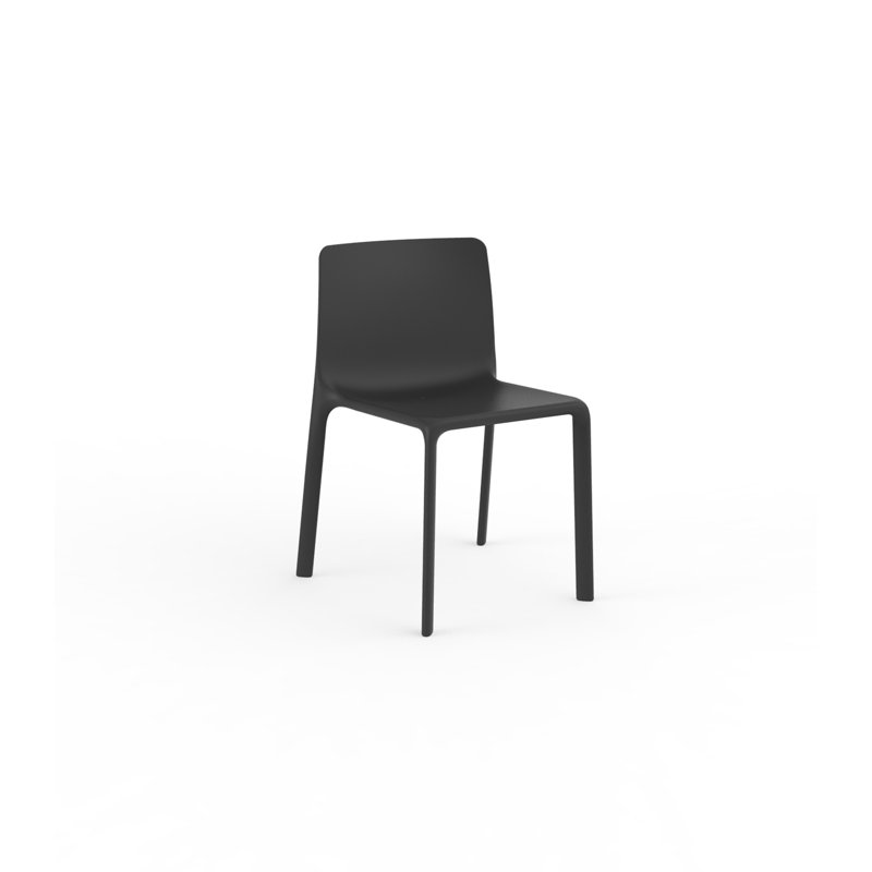 Kes Stacking Patio Dining Chair, Black