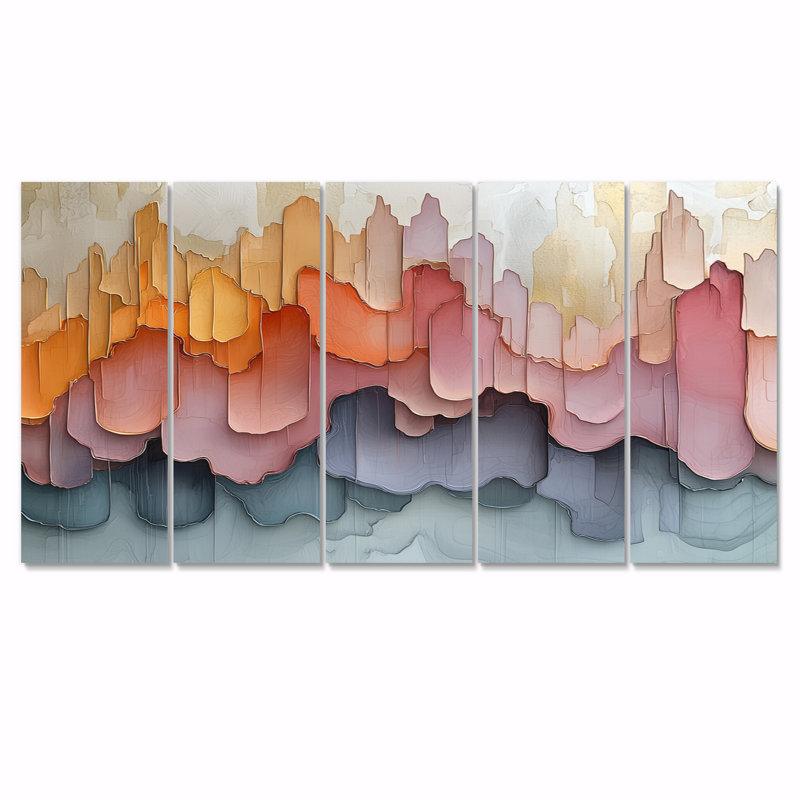 Abstrait rose New York City II - encre liquide abstraite, art mural moderne, H 28 po x l 60 po, 5