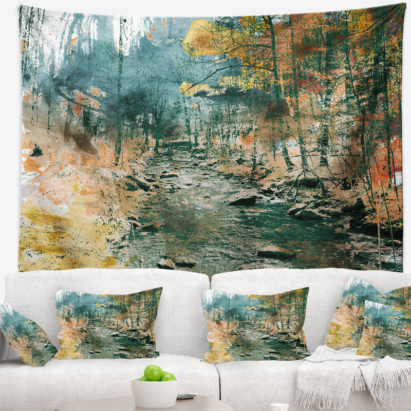 Peinture de paysage tapisserie Rocky River, H 50 po x l 60 po