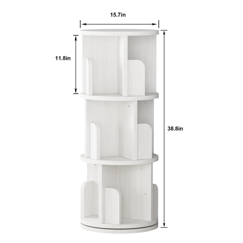 Bibliothèque rotative, bibliothèque en bois, petit présentoir de bibliothèque de coin à 4 niveaux à 360 degrés, étagère de rangement sur pied 51,2 po