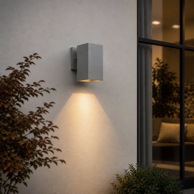 7" Outdoor Porch Wall Light for House, Patio, Front Door and Garage, Gray Rectangular Downlight