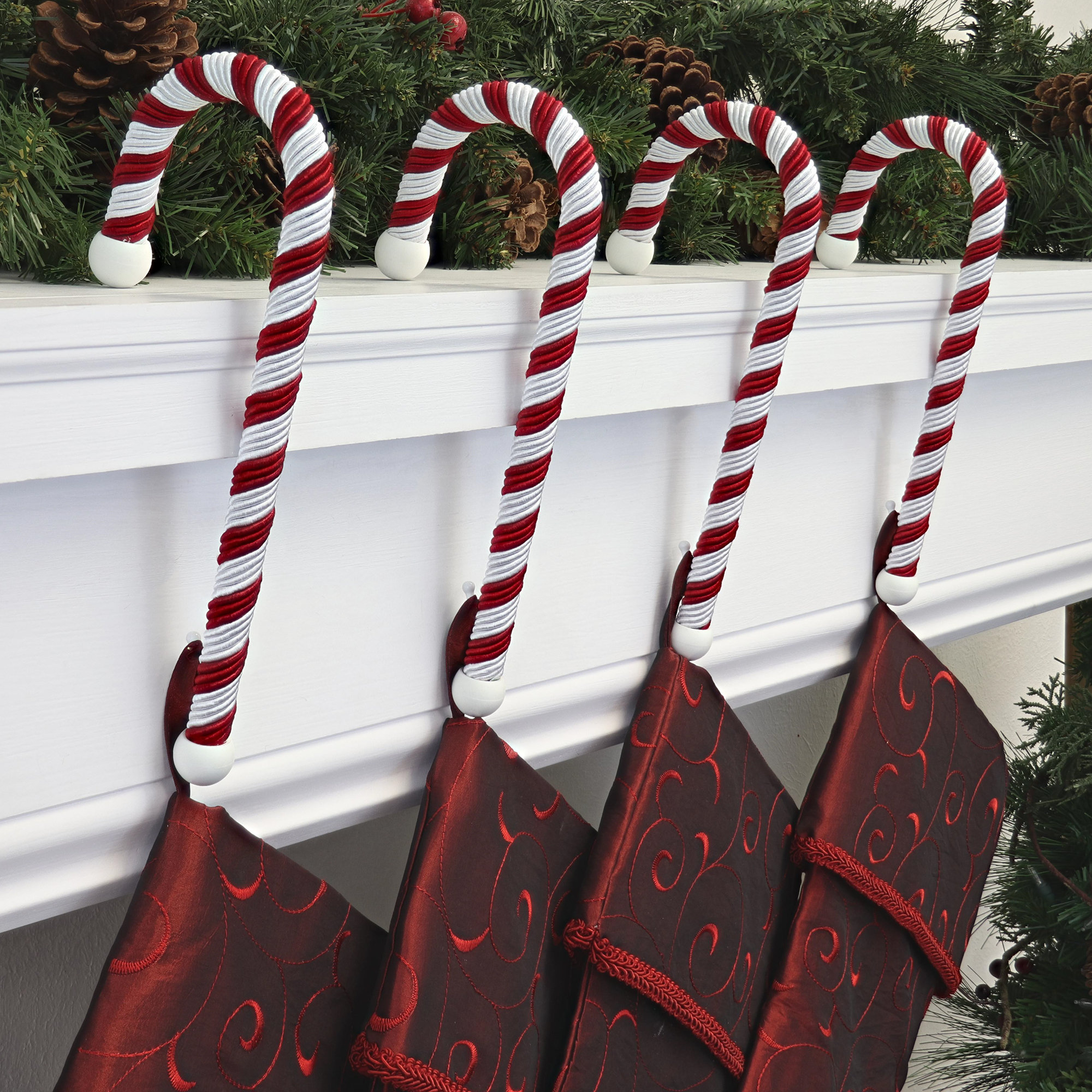 Candy Cane Classic Rope Stocking Holder, 9" H x 0.5" W x 3.5" D