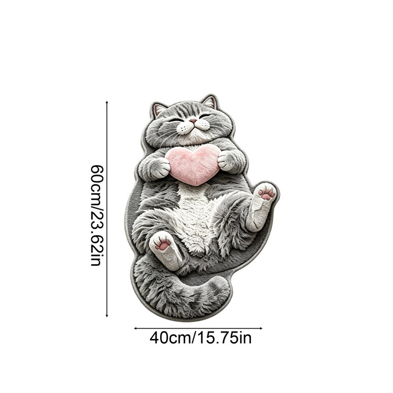 Polyester floor mats Adorable Puss Shaped Rug Washable Floor Mat Ideal Choice For Mog Lovers' Home Decor Great Gift For Pet Lovers And Those Who Appreciate Unmatched Home Decor