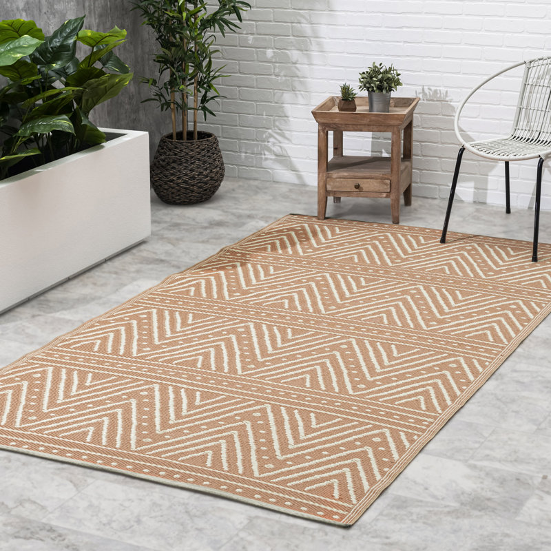 Outdoor Rug Plastic Straw Rug Waterproof Patio Johaan, Rectangle 5' x 8', Patan - Coral