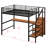 Metal Loft Bed With Storage Staircase And Small Wardrobe, Loft Bed With Safety Guard For Kids, Teens, And Adults-108294-108313