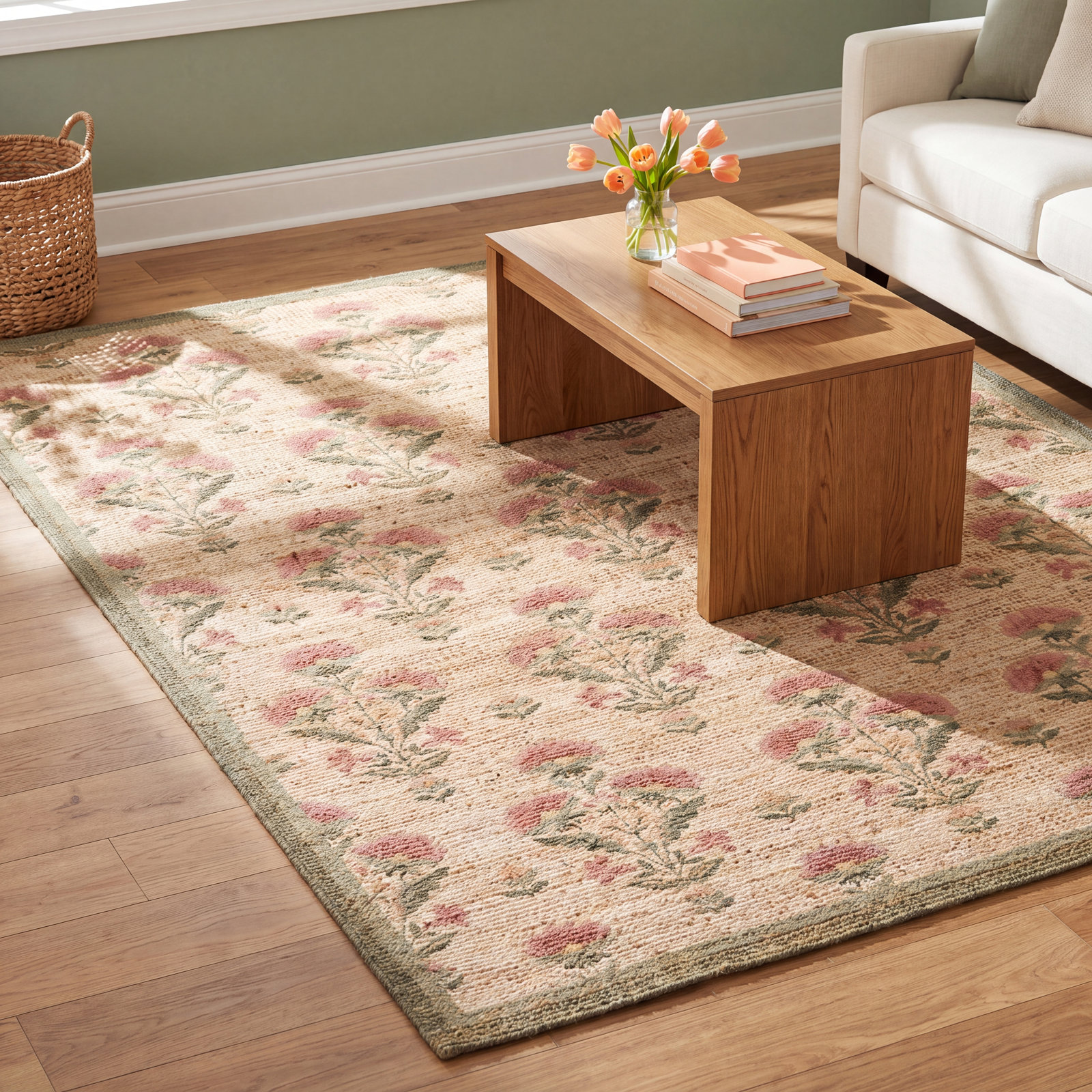 Chris Loves Julia x Loloi Rue Sage Blush Rug, Rectangle 3'6" x 5'6"