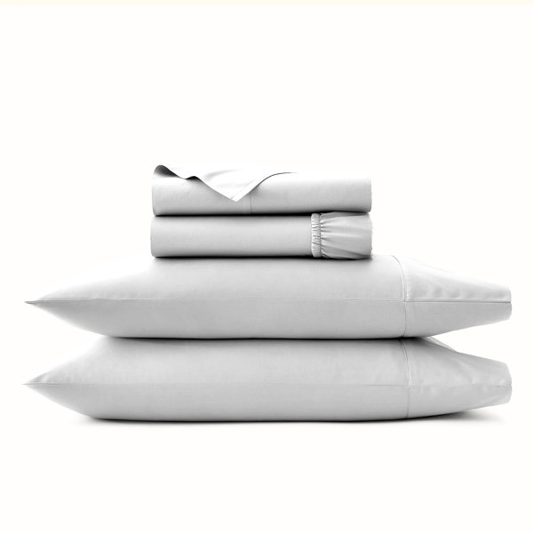 Melange Home Queen 300 Thread Count Cotton Percale Single Marrow Stripe Sheet Set Grey/ White at No