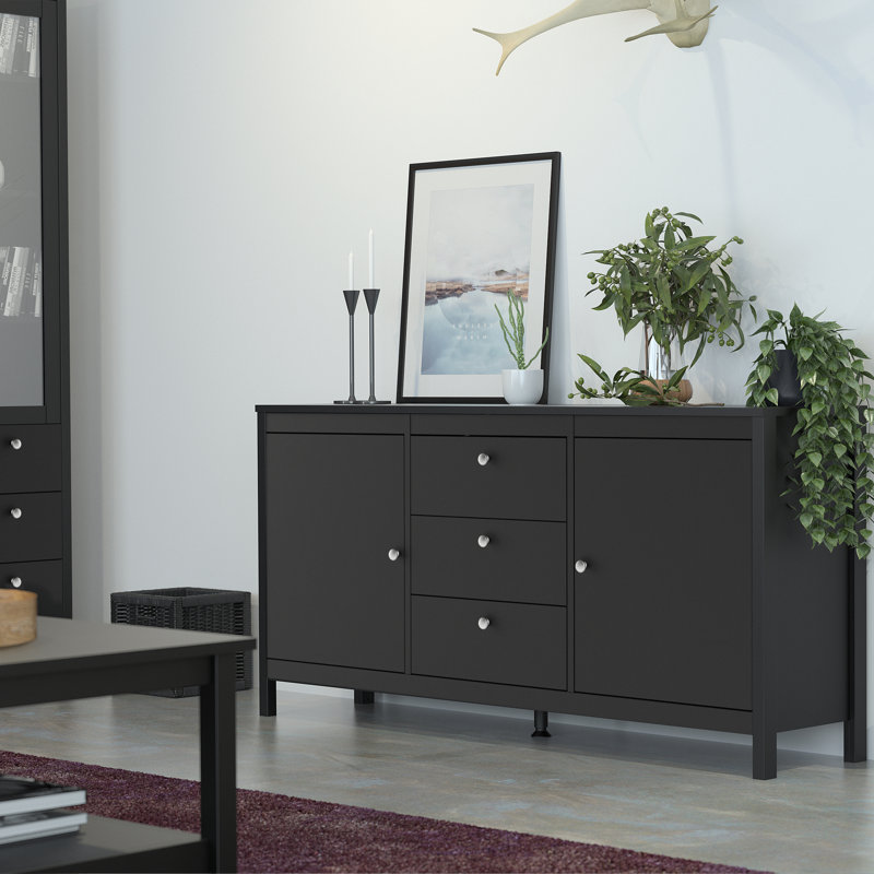 Cynsere 151.2 Cm Wide 3 Drawer Sideboard, Black