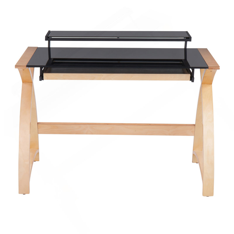 Bureau en bois naturel et verre noir Bentley Mid-Century Modern par Lumisource